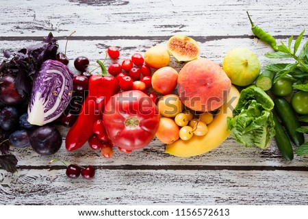 Multicolored fresh fruits and vegetables
