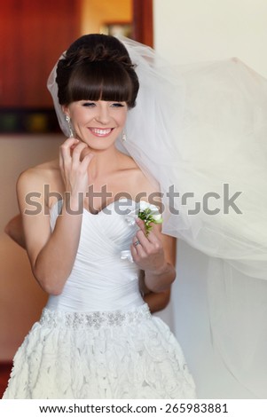 wedding portrait of beautiful fashion bride close-up