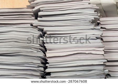 Three big stack of office paper