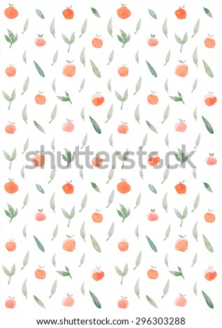 Hand drawn watercolor painting of peaches background isolated