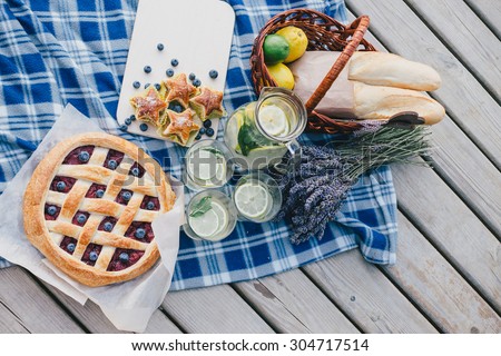 Cozy picnic near lake