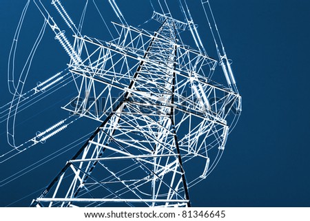 Power Line against sky background. X-ray effect.