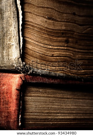 Two old books close up.
