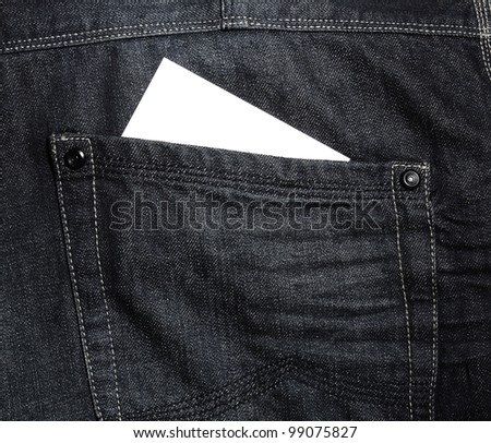 Empty cut-away into hip-pocket of jeans.