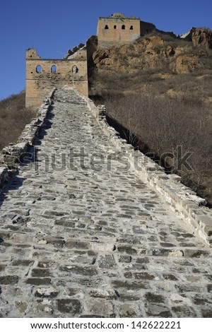 watchtower on Jinshanling Great Wall - watchtower on Jinshanling Great Wall is shown in circa Apr. 2013, located in Chengde City, Hebei Province, China