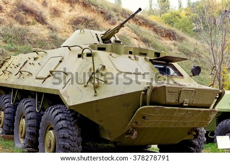 BTR-60 armored personnel carrier. Military-historical Museum. Aksay, Russia. October 14, 2013