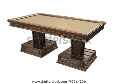 arts and crafts oak dining square table isolated on white