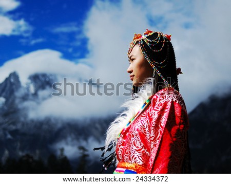Tattoos are like stories; they're symbolic of the important moments in your. Tribal Beautiful Woman with Colorful Dress, Minority Nationality, Tibet