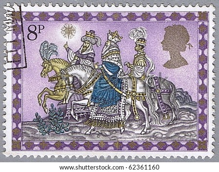 GREAT BRITAIN - CIRCA 1979: A stamp printed in Great Britain shows the three kings following the star, series is devoted to Christmas, circa 1979