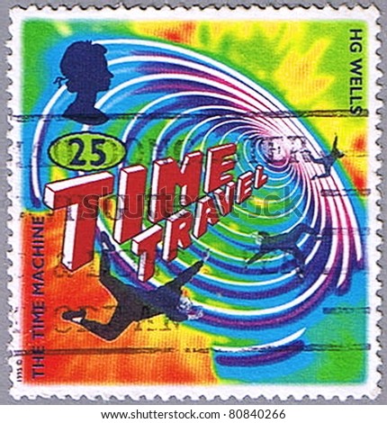 GREAT BRITAIN - CIRCA 1995: A stamp printed in Great Britain shows an illustration of the novel by H.G. Wells \'The Time Machine\', series, circa 1995