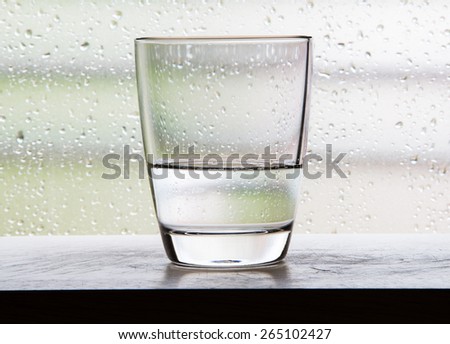 Glass with half a glass of water scenes with condensation glass.