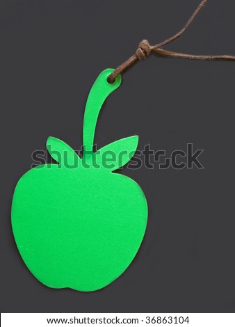 price tag or address label in the shape of green apple