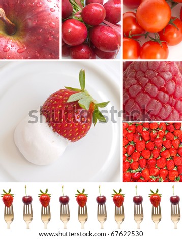 collage of red fruits and vegetables