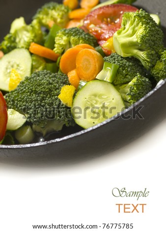 vegetables in the fry with place for the text