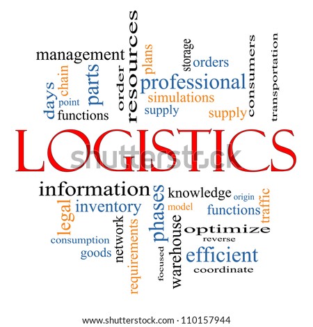 Logistics Word Cloud Concept with great terms such as plans, resources, supply, optimize, model, orders, network and more