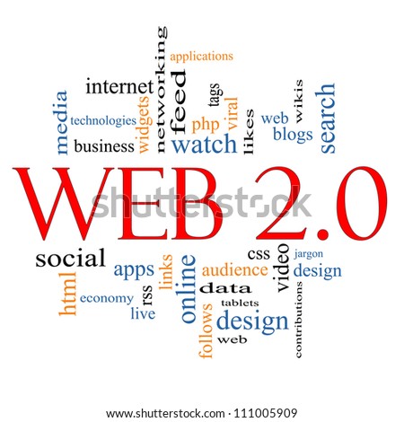 Web 2.0 Word Cloud Concept with great terms such as social, media, blogs, tablets, web, feed, viral, likes, wikis, tags and more