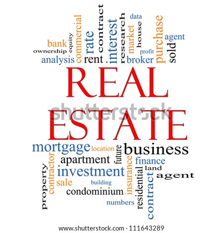 Real Estate Word Cloud Concept with great terms such as broker, investment, location, market and more.