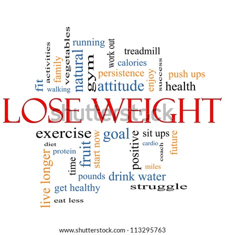 Lose Weight Word Cloud Concept with great terms such as diet, exercise, protein, goal and more.