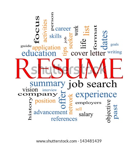 Resume Word Cloud Concept with great terms such as career, job search, interview and more.