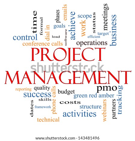 Project Management Word Cloud Concept with great terms such as pmo, lead, goals, business, meetings and more.