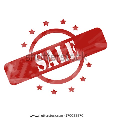 A red ink weathered roughed up circle and stars stamp design with the words SALE on it making a great concept.