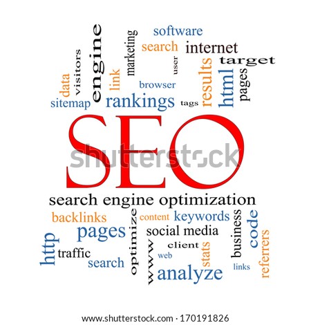 SEO Word Cloud Concept with great terms such as search, engine, optimization and more.