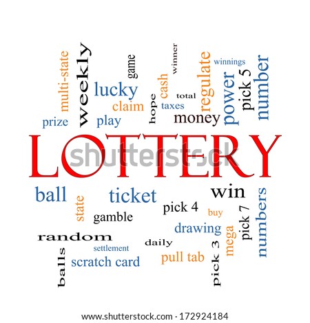 Lottery Word Cloud Concept with great terms such as play, win, tickets, numbers and more.