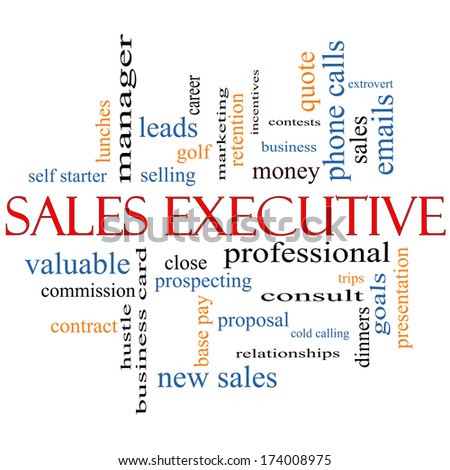 Sales Executive Word Cloud Concept with great terms such as quote, career, prospecting and more.