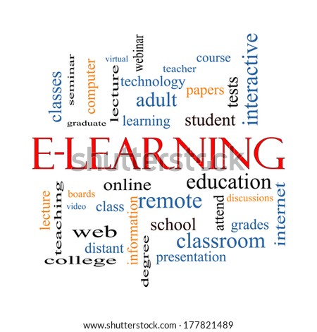 E-Learning Word Cloud Concept with great terms such as classes, online, eductiona and more.