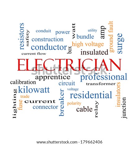 Electrician Word Cloud Concept with great terms such as voltage, apprentice, circuit and more.