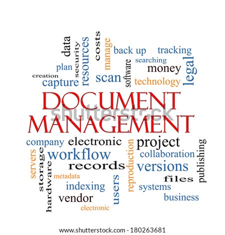 Document Management Word Cloud Concept with great terms such as data, back up, files and more.
