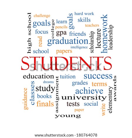Students Word Cloud Concept with great terms such as education, learn, goals and more.