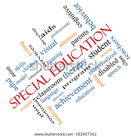 Special Education Word Cloud Concept angled with great terms such as student, individualized, program and more.