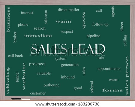Sales Lead Word Cloud Concept on a Blackboard with great terms such as prospect, quote, funnel and more.