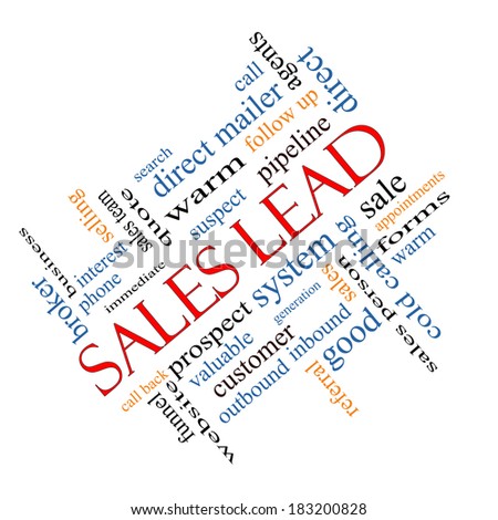 Sales Lead Word Cloud Concept angled with great terms such as prospect, quote, funnel and more.