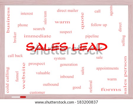 Sales Lead Word Cloud Concept on a Whiteboard with great terms such as prospect, quote, funnel and more.
