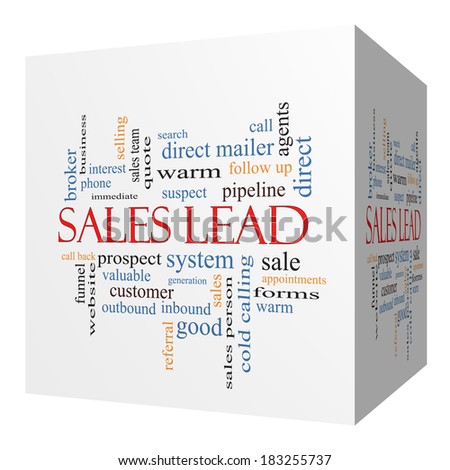 Sales Lead 3D cube Word Cloud Concept with great terms such as prospect, quote, funnel and more.
