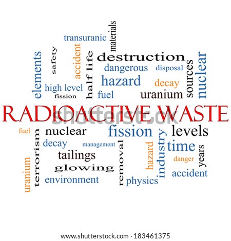 Radioactive Waste Word Cloud Concept with great terms such as fission, nuclear, fuel and more.