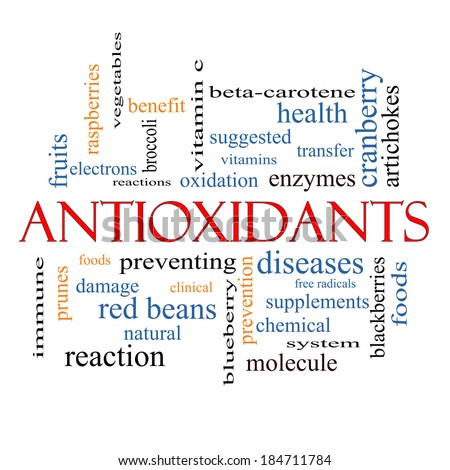 Antioxidants Word Cloud Concept with great terms such as foods, prevent, diseases and more.