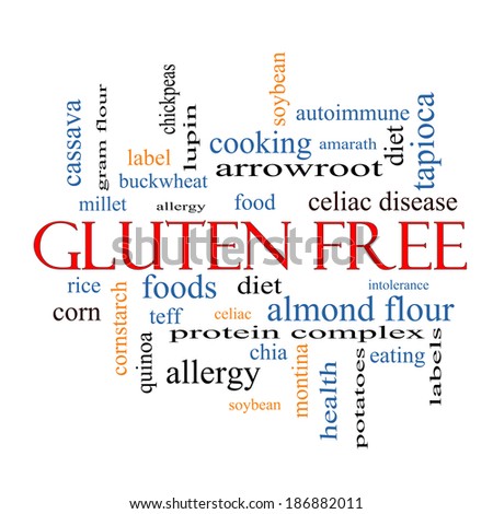 Gluten Free Word Cloud Concept with great terms such as food, allergy, diet and more.