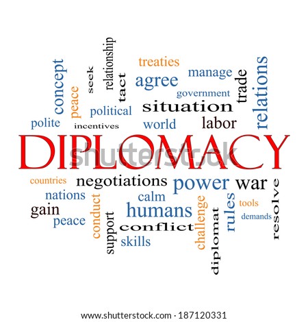Diplomacy Word Cloud Concept with great terms such as world, peace, negotiations and more.