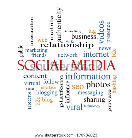 Social Media Word Cloud Concept with great terms such as network, follow, content and more.