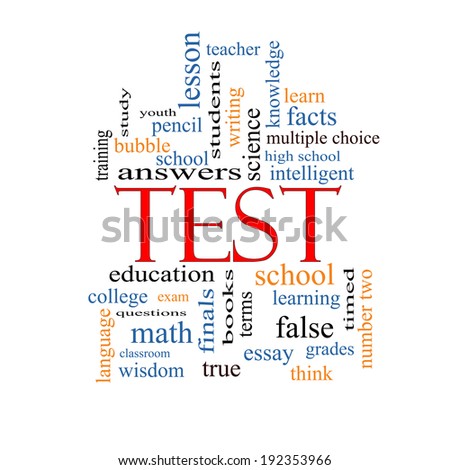 Test Word Cloud Concept with great terms such as exam, school, learning and more.