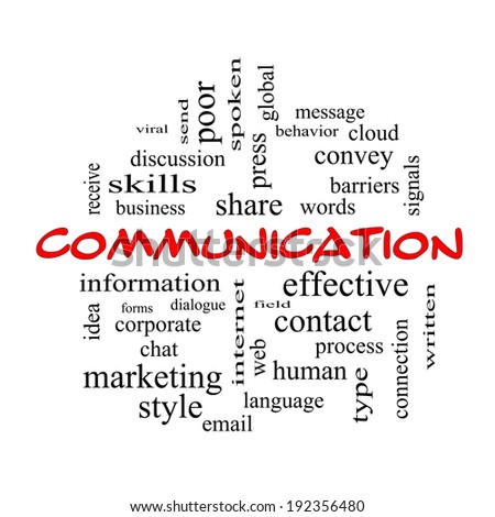 Communication Word Cloud Concept in red caps with great terms such as corporate, message, language and more.