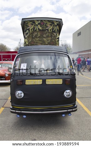 MENASHA, WI - MAY 16:  Front of VW Westfalia Camper Bus at 7th Annual Car Show May 16, 2014 in Menasha, Wisconsin.