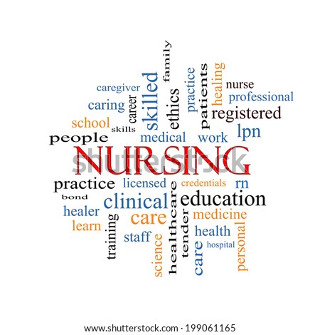 Nursing Word Cloud Concept with great terms such as licensed, skills, caring and more.