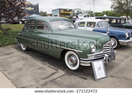 IOLA, WI - JULY 12:  Side of 1950 Packard Super 8 Touring Car at Iola 42nd Annual Car Show July 12, 2014 in Iola, Wisconsin.