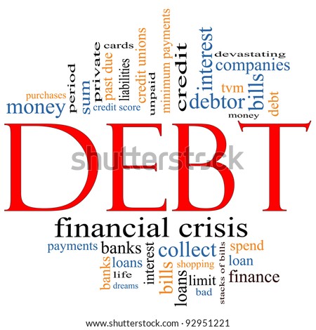 Debt Word Cloud Concept with great terms such as sum, money, financial, crisis, bills, limit, past due and more.