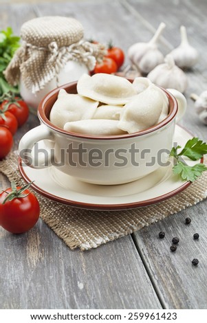 Dumplings with meat  Pelmeni russian national dish