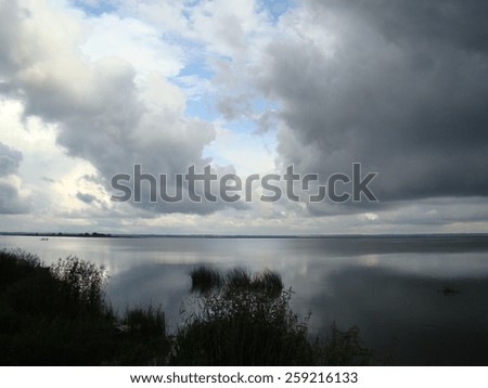 Nero lake calm before the storm in the middle of the summer in Russia